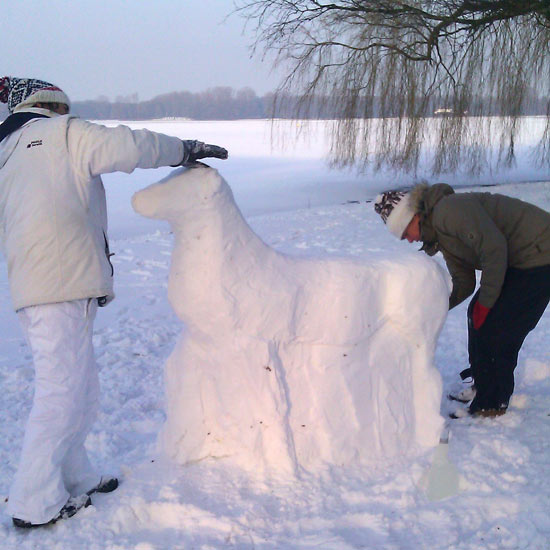 Sneeuwsculpturen in Kralingse bos