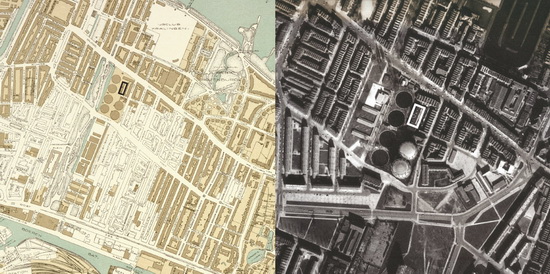 topografische kaart van Kralingen uit 1941 - luchtfoto van Kralingen uit 1962