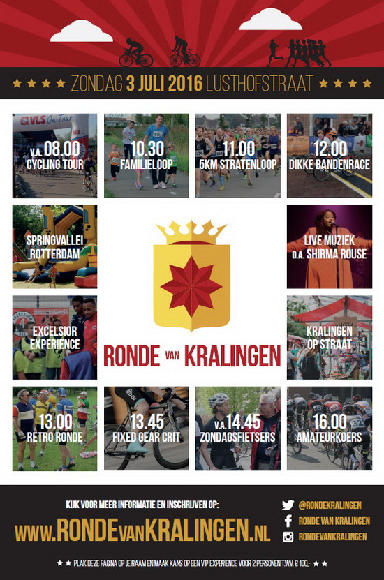 Programma Ronde van Kralingen 3 juli 2016