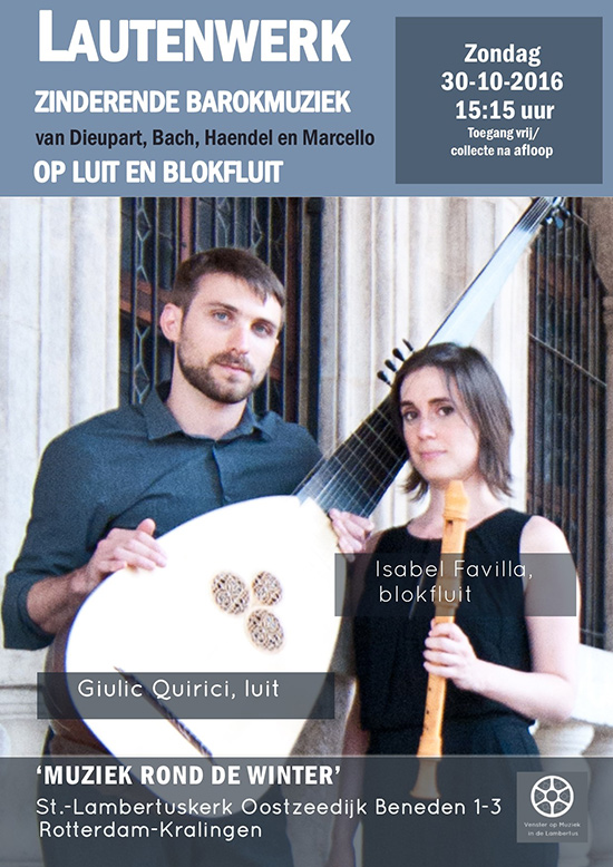 Concert Venster op Muziek in de Lambertus op zondagmiddag 30 oktober
