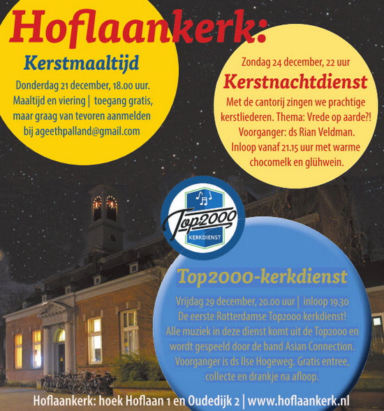 Hoflaankerk: Kerstmaaltijd en Kerstnachtdienst