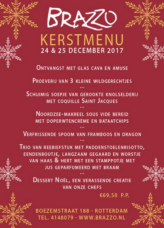 Kerstmenu Brazzo op 24 en 25 december