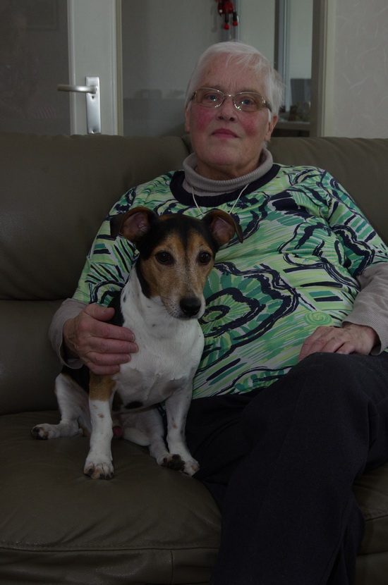 Omvergelopen door grote hond