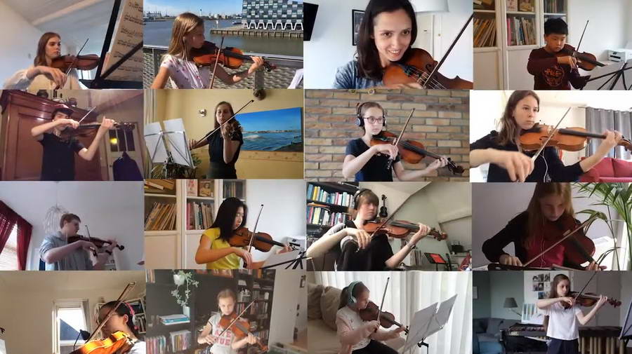 Allemaal thuis, maar toch samen optreden Online orkest met 70 Rotterdamse jongeren