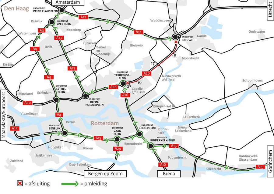 Rijkswaterstaat verwacht dit weekeinde drukte op de wegen in Zuid Holland