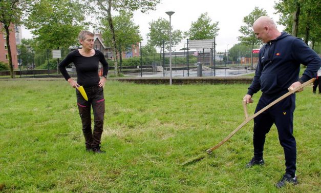 Maaien, met de hand, in De Esch