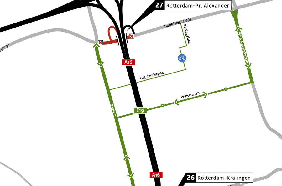 Hoofdweg in Rotterdam week langer dicht tot 29 mei