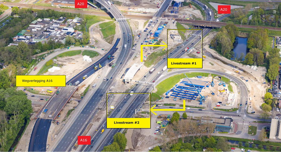 Werkzaamheden A16 bij Terbregseplein te volgen via livestreams