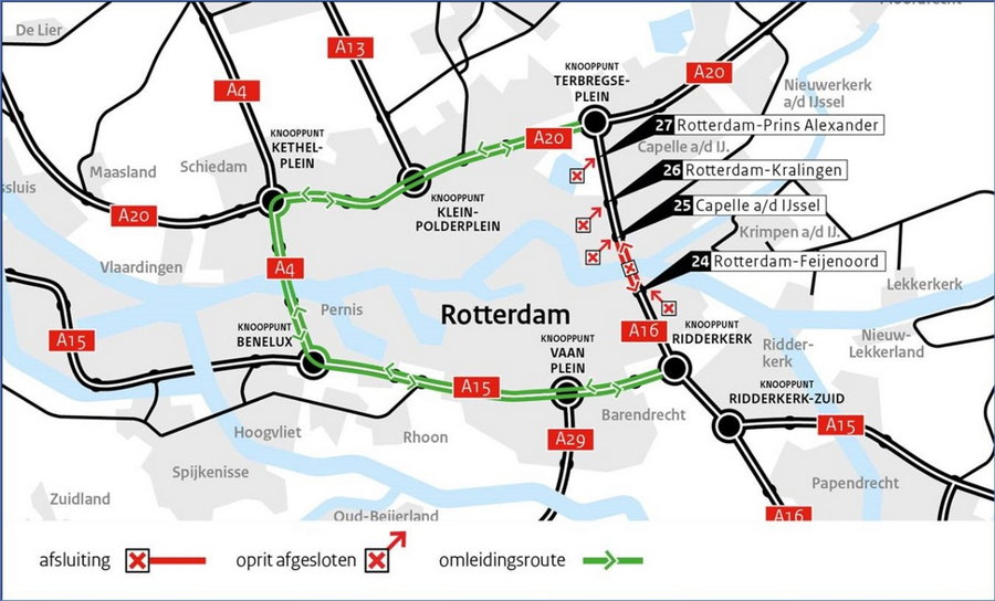 Van Brienenoordbrug ’s nachts dicht voor onderhoud; 4 en 5 september 2024