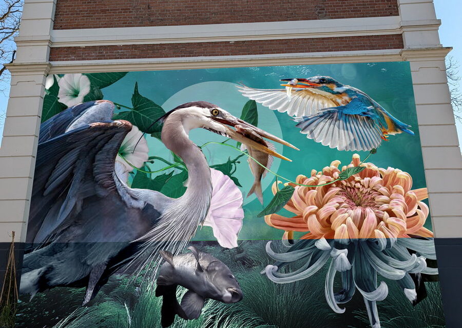 Muurschildering in de Boezemstraat – Kunst in Crooswijk van de hand van muralist Nina Valkhoff
